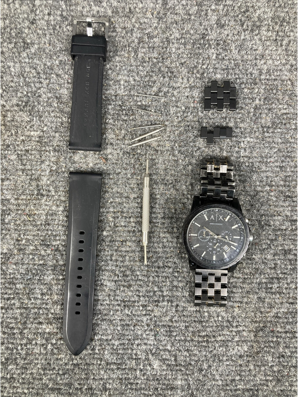Armani Exchange AX1326 Mens Stainless Steel Black Dial Watch w/ Bands & Links